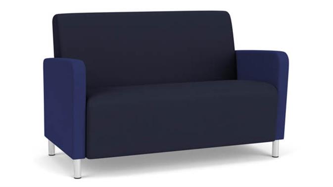 Navy Open House Fabric / Cobalt Open House Fabric / Steel Legs, Brushed Steel