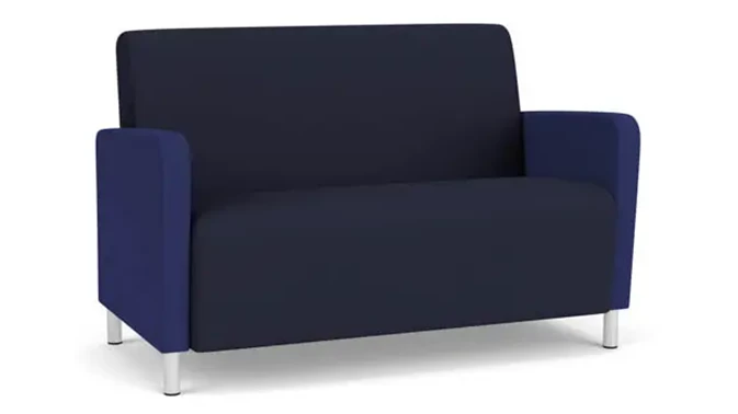 Navy Open House Fabric / Cobalt Open House Fabric / Steel Legs, Brushed Steel