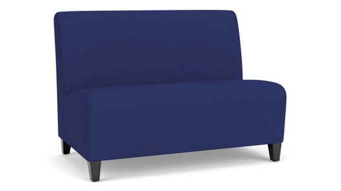 Cobalt Open House Fabric / Wood Legs, Black