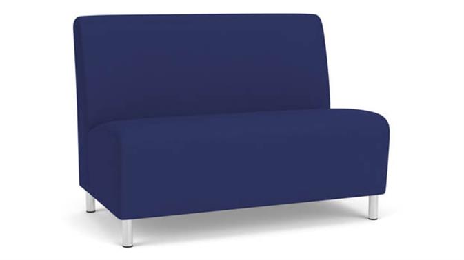 Cobalt Open House Fabric / Steel Legs, Brushed Steel