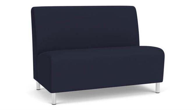 Navy Open House Fabric / Steel Legs, Brushed Steel