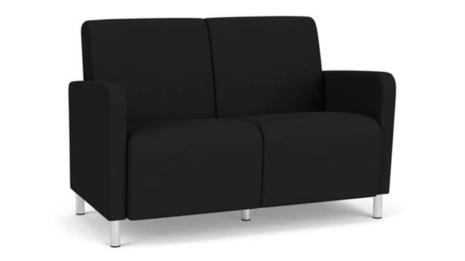 Black Open House Fabric / Steel Legs, Brushed Steel