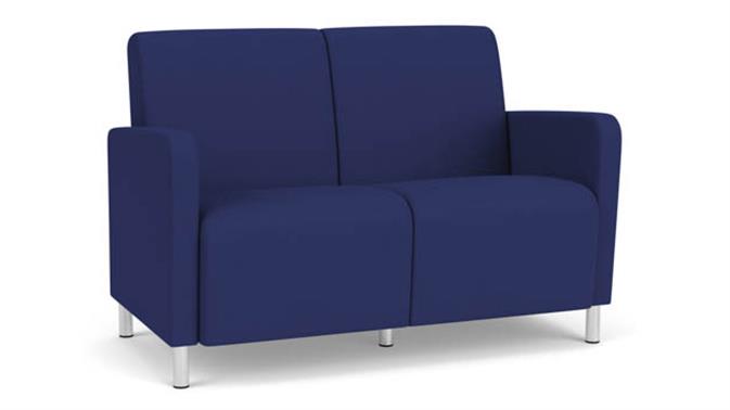 Cobalt Open House Fabric / Steel Legs, Brushed Steel