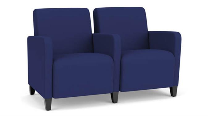 Cobalt Open House Fabric / Wood Legs, Black