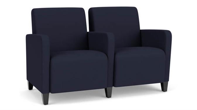 Navy Open House Fabric / Wood Legs, Black