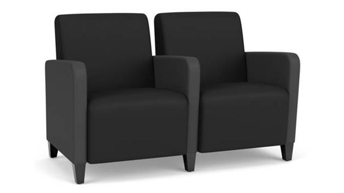 Black Dillon Polyurethane  / Graphite Dillon Polyurethane / Wood Legs, Black