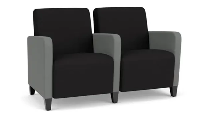 Black Open House Fabric / Asteroid Open House Fabric / Wood Legs, Black