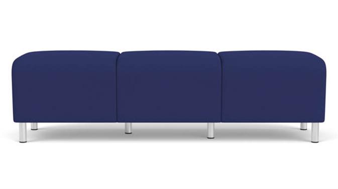 Cobalt Open House Fabric / Steel Legs, Brushed Steel