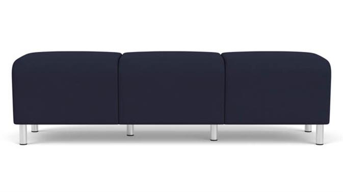 Navy Open House Fabric / Steel Legs, Brushed Steel