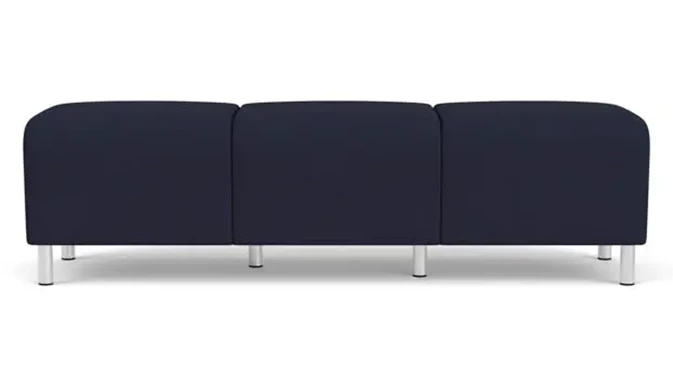 Navy Open House Fabric / Steel Legs, Brushed Steel