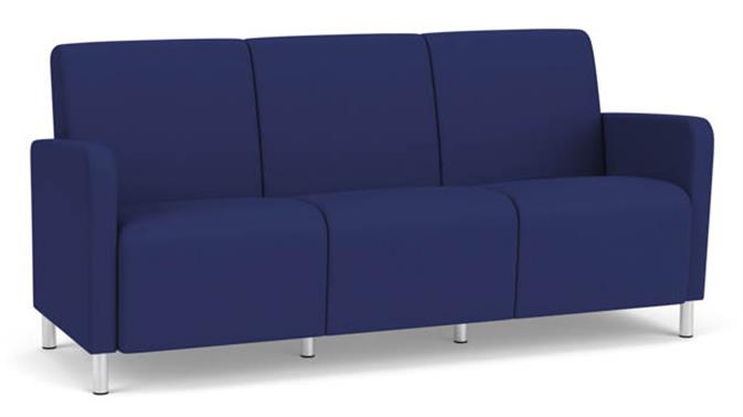 Cobalt Open House Fabric / Steel Legs, Brushed Steel