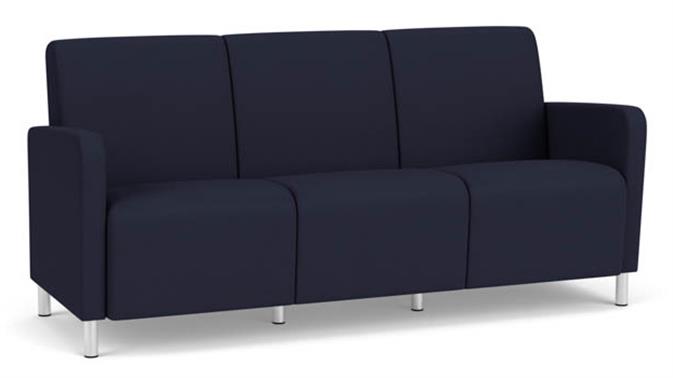Navy Open House Fabric / Steel Legs, Brushed Steel