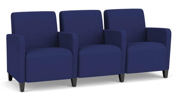 Cobalt Open House Fabric / Wood Legs, Black