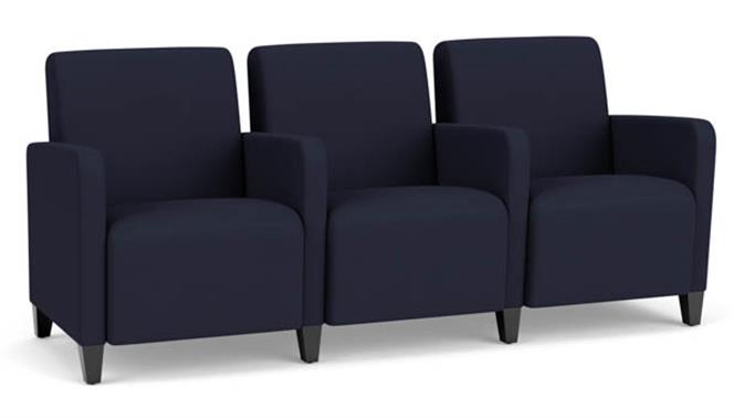Navy Open House Fabric / Wood Legs, Black