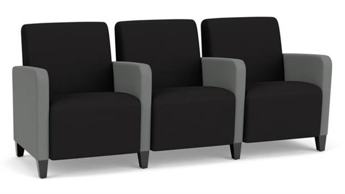 Black Open House Fabric / Asteroid Open House Fabric / Wood Legs, Black