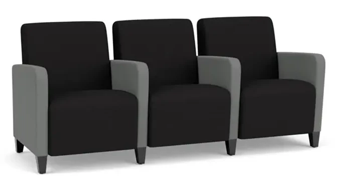 Black Open House Fabric / Asteroid Open House Fabric / Wood Legs, Black