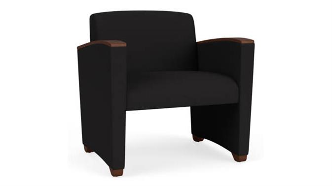 Black Open House Fabric / Wood Legs, Walnut