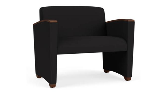 Black Open House Fabric / Wood Legs, Walnut