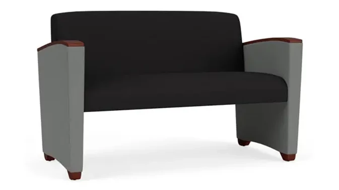 Black Open House Fabric / Asteroid Open House Fabric / Mahogany Armcaps, Legs