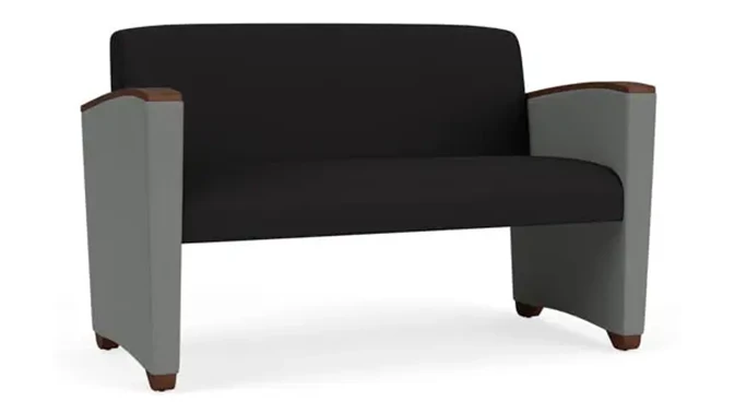 Black Open House Fabric / Asteroid Open House Fabric / Walnut Armcaps, Legs