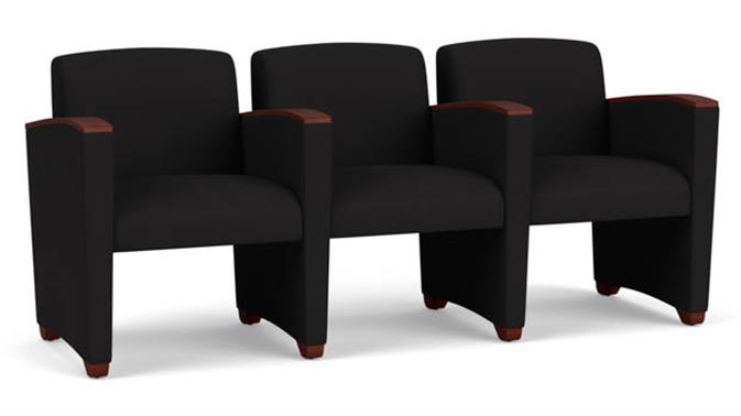 Black Open House Fabric / Wood Legs, Mahogany