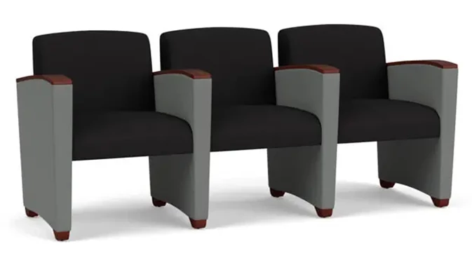 Black Open House Fabric / Asteroid Open House Fabric / Mahogany Armcaps, Legs