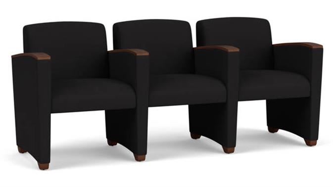 Black Open House Fabric / Wood Legs, Walnut