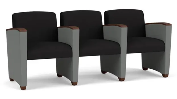 Black Open House Fabric / Asteroid Open House Fabric / Walnut Armcaps, Legs