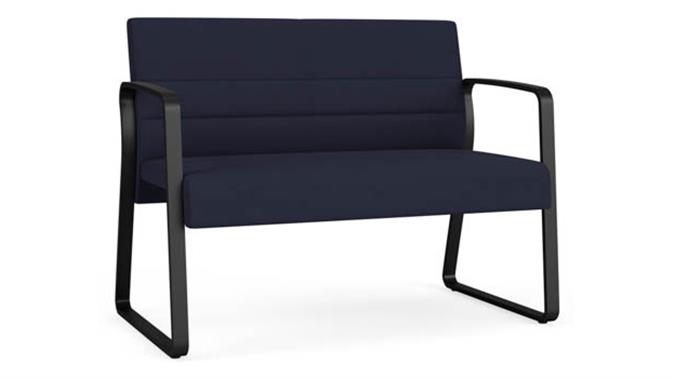Navy Open House Fabric / Black Steel Finish