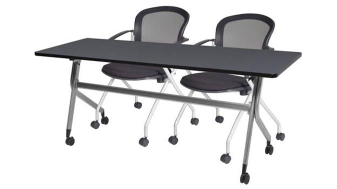 Grey Top / Mahogany Top / Aluminum Base / 2 Chairs