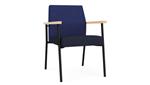Cobalt Open House Fabric / Navy Open House Fabric / Black Steel Finish / Natural Arm Cap