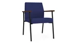 Cobalt Open House Fabric / Black Steel Finish / Riftwood Walnut Armrests