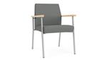 Asteroid Open House Fabric / Silver Finish / Natural Maple Armrests