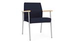 Navy Open House Fabric / Silver Finish / Natural Maple Armrests