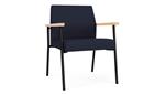 Navy Open House Fabric / Black Steel Finish / Natural Maple Armrests