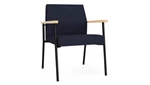 Navy Open House Fabric / Black Steel Finish / Natural Maple Armrests