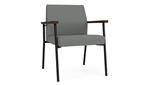 Asteroid Open House Fabric / Black Steel Finish / Riftwood Walnut Armrests