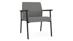 Asteroid Open House Fabric / Black Steel Finish / Riftwood Walnut Armrests