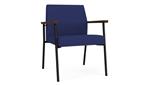 Cobalt Open House Fabric / Black Steel Finish / Riftwood Walnut Armrests