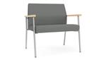 Asteroid Open House Fabric / Silver Finish / Natural Maple Armrests