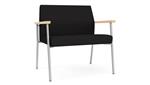 Black Open House Fabric / Silver Finish / Natural Maple Armrests