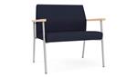 Navy Open House Fabric / Silver Finish / Natural Maple Armrests