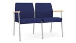 Cobalt Open House Fabric / Silver Finish / Natural Maple Armrests