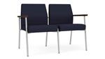 Navy Open House Fabric / Silver Finish / Riftwood Walnut Armrests