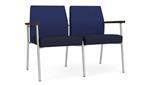 Cobalt Open House Fabric / Navy Open House Fabric / Silver Finish / Riftwood Walnut Arm Cap
