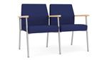 Cobalt Open House Fabric / Silver Finish / Natural Maple Armrests