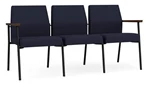 Navy Open House Fabric / Black Steel Finish / Riftwood Walnut Armrests