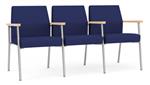 Cobalt Open House Fabric / Silver Finish /Natural Maple Armrests