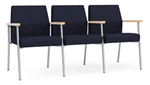 Navy Open House Fabric / Silver Finish /Natural Maple Armrests