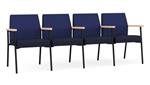 Cobalt Open House Fabric / Navy Open House Fabric / Black Steel Finish / Natural Arm Cap